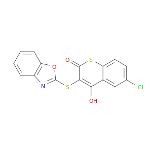 2H-1-Benzothiopyran-2-one, 3-(2-benzoxazolylthio)-6-chloro-4-hydroxy-