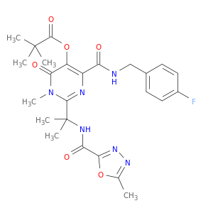 Propanoic acid, 2,2-dimethyl-, 4-[[[(4-fluorophenyl)methyl]amino]carbonyl]-1,6-dihydro-1-methyl-2-[1-methyl-1-[[(5-methyl-1,3,4-oxadiazol-2-yl)carbonyl]amino]ethyl]-6-oxo-5-pyrimidinyl ester