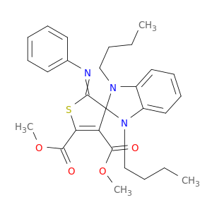 1,3-DIBUTYL-1,3-DIHYDRO-2'-(PHENYLIMINO)-SPIRO[2H-BENZO[D]IMIDAZOLE-2,3'(2'H)-THIOPHENE]-4',5'-DICARBOXYLIC ACID 4',5'-DIMETHYL ESTER