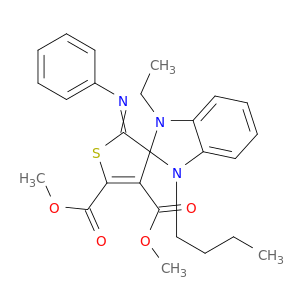 1-BUTYL-3-ETHYL-1,3-DIHYDRO-2'-(PHENYLIMINO)-SPIRO[2H-BENZO[D]IMIDAZOLE-2,3'(2'H)-THIOPHENE]-4',5'-DICARBOXYLIC ACID DIMETHYL ESTER