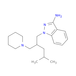 1H-Indazol-3-amine, 1-[4-methyl-2-(1-piperidinylmethyl)pentyl]-