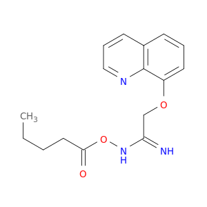 Ethanimidamide, N-[(1-oxopentyl)oxy]-2-(8-quinolinyloxy)-