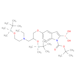 2-BORONO-5-[2-[[TERT-BUTYLDIMETHYLSILYL]OXY]-3-[[2-[[TERT-BUTYLDIMETHYLSILYL]OXY]ETHYL]ETHYLAMINO]PROPOXY]-1H-INDOLE-1-CARBOXYLIC ACID TERT-BUTYL ESTER