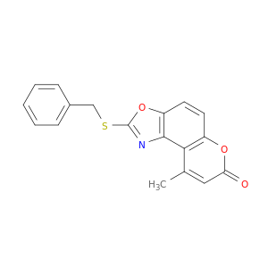 7H-Pyrano[3,2-e]benzoxazol-7-one, 9-methyl-2-[(phenylmethyl)thio]-
